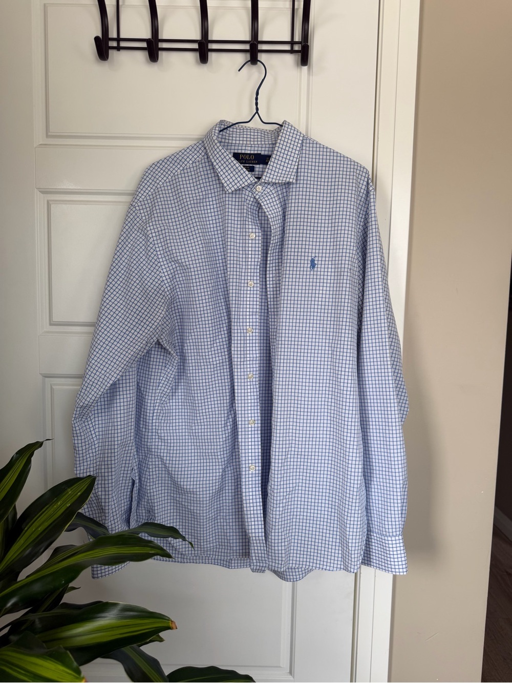 Ralph Lauren Light Blue White Check Button-Down Shirt